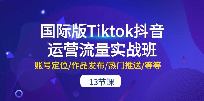 国际版Tiktok抖音运营流量实战班：账号定位/作品发布/热门推送/等等-13节-源码交易网