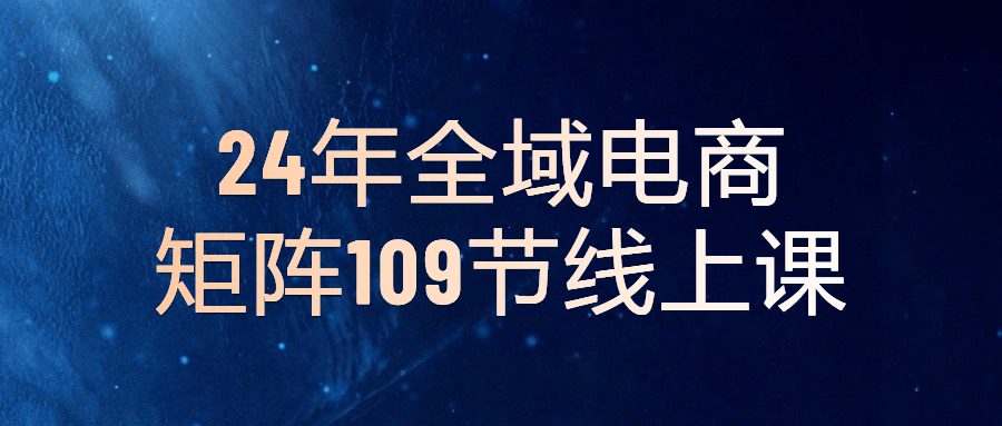 2024年全域电商矩阵109节线上课-源码交易网