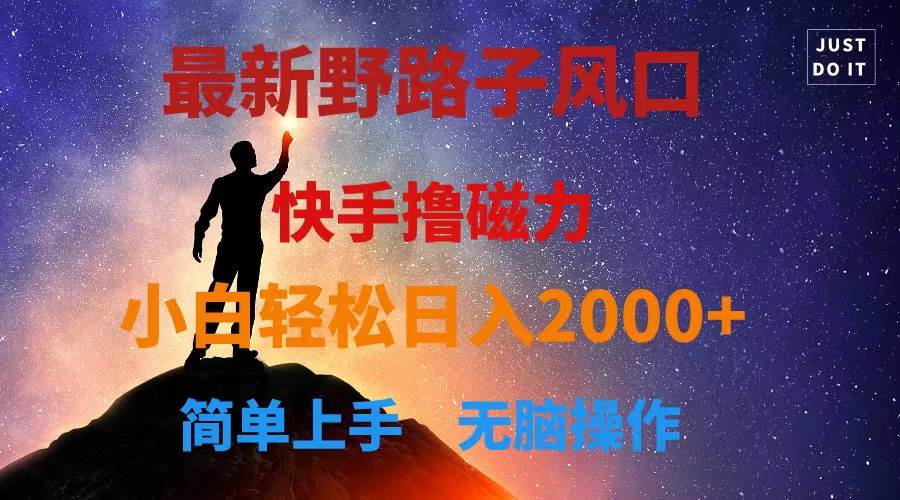 最新风口！快手撸磁力，野路子，小白无脑操作日入2000+-源码交易网