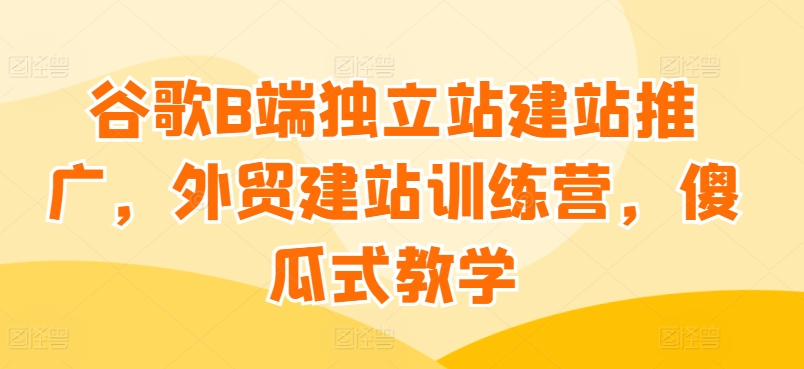 谷歌B端独立站建站推广，外贸建站训练营，傻瓜式教学-源码交易网