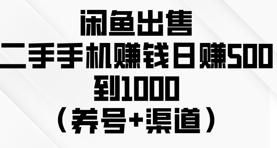 咸鱼出嘼二手手机 对新手非常友好（养号+渠道）-源码交易网