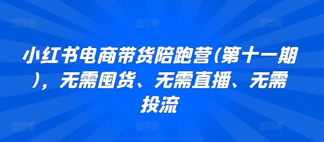 小红书电商带货陪跑营(第十一期)，无需囤货、无需直播、无需投流-源码交易网