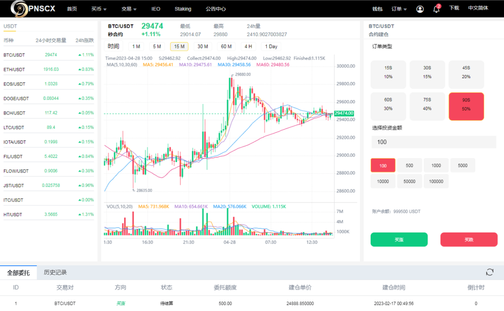 全开源代码白色UI界面虚拟币交易所系统源码,USDT/BTC加密货币交易所平台,虚拟币微交易币币合约交易插图7