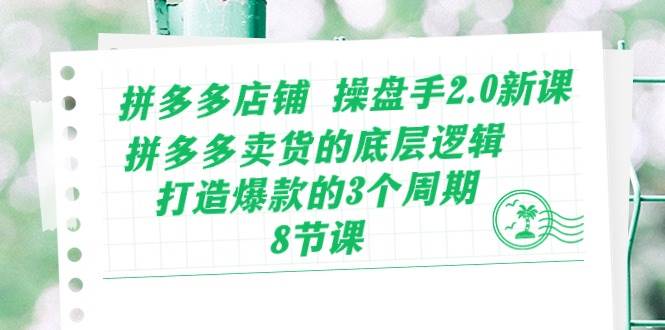 拼多多店铺 操盘手2.0新课，拼多多卖货的底层逻辑，打造爆款的3个周期-8节-源码交易网