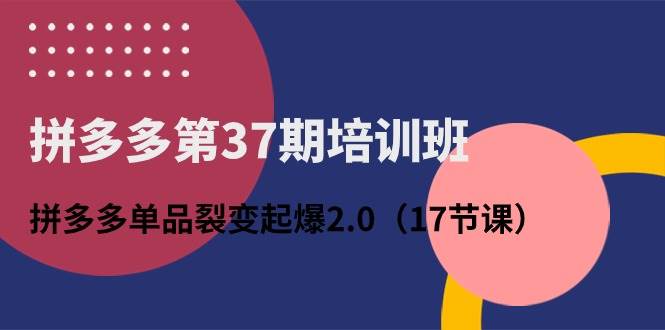 拼多多第37期培训班：拼多多单品裂变起爆2.0（17节课）-源码交易网