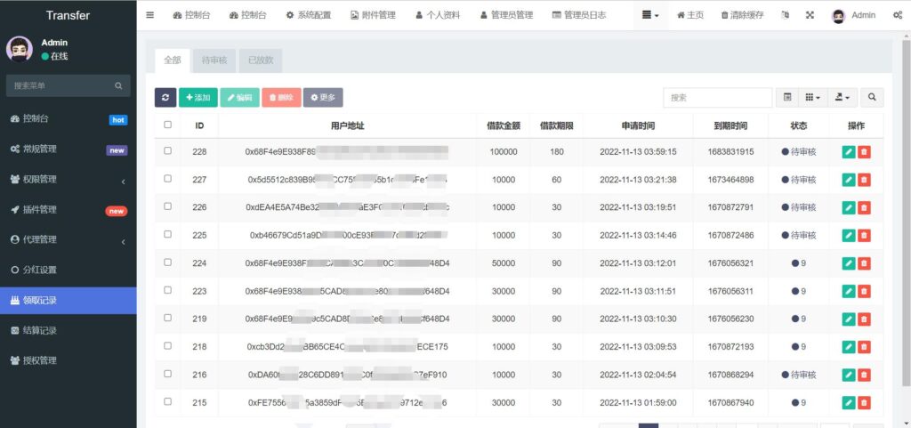 【商业源码】6国语言的USDT借贷授权管理源码插图6