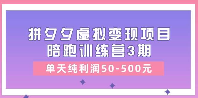某收费培训《拼夕夕虚拟变现项目陪跑训练营3期》单天纯利润50-500元-源码交易网