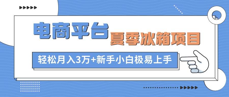 电商平台夏季冰箱项目，轻松月入3万+，新手小白极易上手-源码交易网