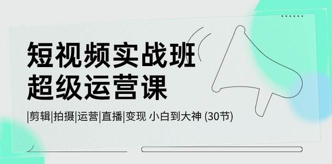 短视频实战班-超级运营课，|剪辑|拍摄|运营|直播|变现 小白到大神 (30节)-源码交易网
