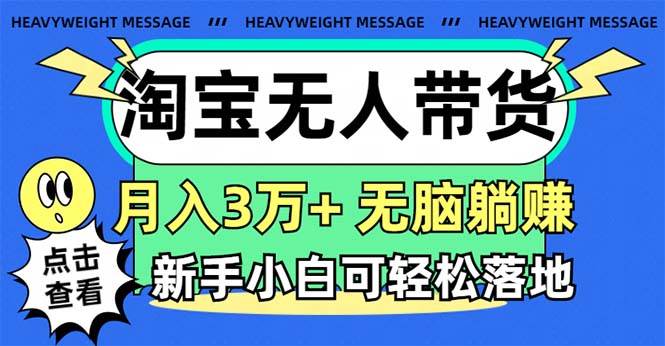淘宝无人带货3.0高收益玩法，月入3万+，无脑躺赚，新手小白可落地实操-源码交易网