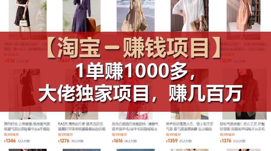 【淘宝赚钱项目】1单可赚1000多，大佬独家项目，年赚几百万-源码交易网