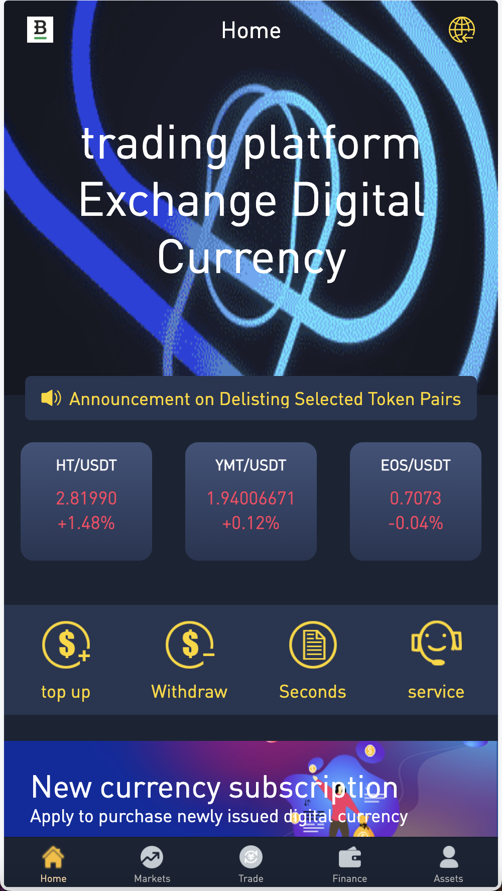 Crypto多语言交易所/前端uniapp纯源码/秒合约交易+期权交易+合约交易+币币交易+杠杆交易+新币申购+挖矿锁仓+NFT盲盒+双币理财-源码交易网