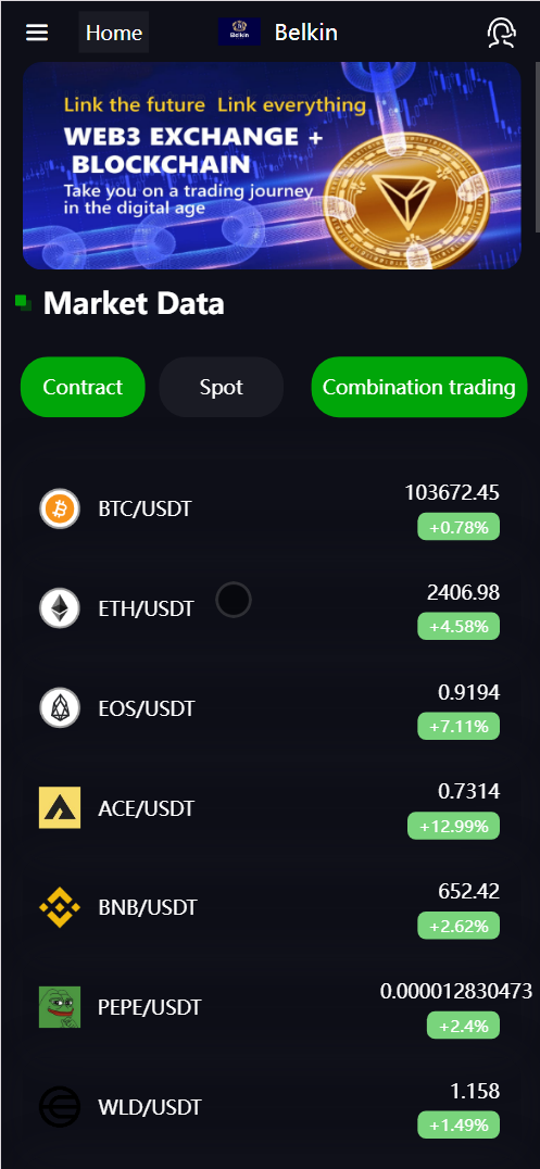 Belkin多语言交易所源码/永续合约+自发币+币币交易+秒合约+完整K线行情控制+交易对游戏+代理系统+搭建教程-源码交易网